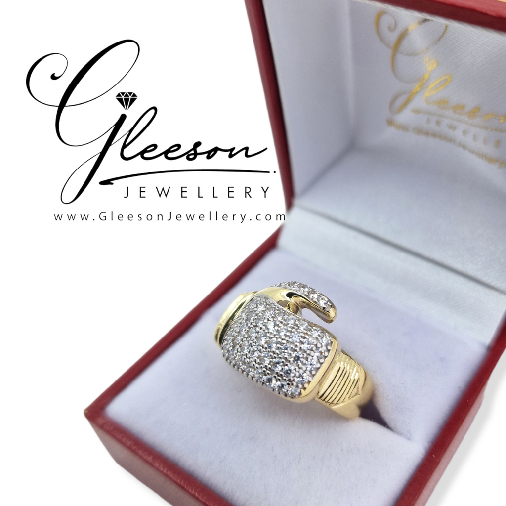 9ct Gold Mens Cubic Zirconia Boxing Glove Ring Gleeson Jewellers, Daniel Gleeson Jewellers, Gleesons Jewellers