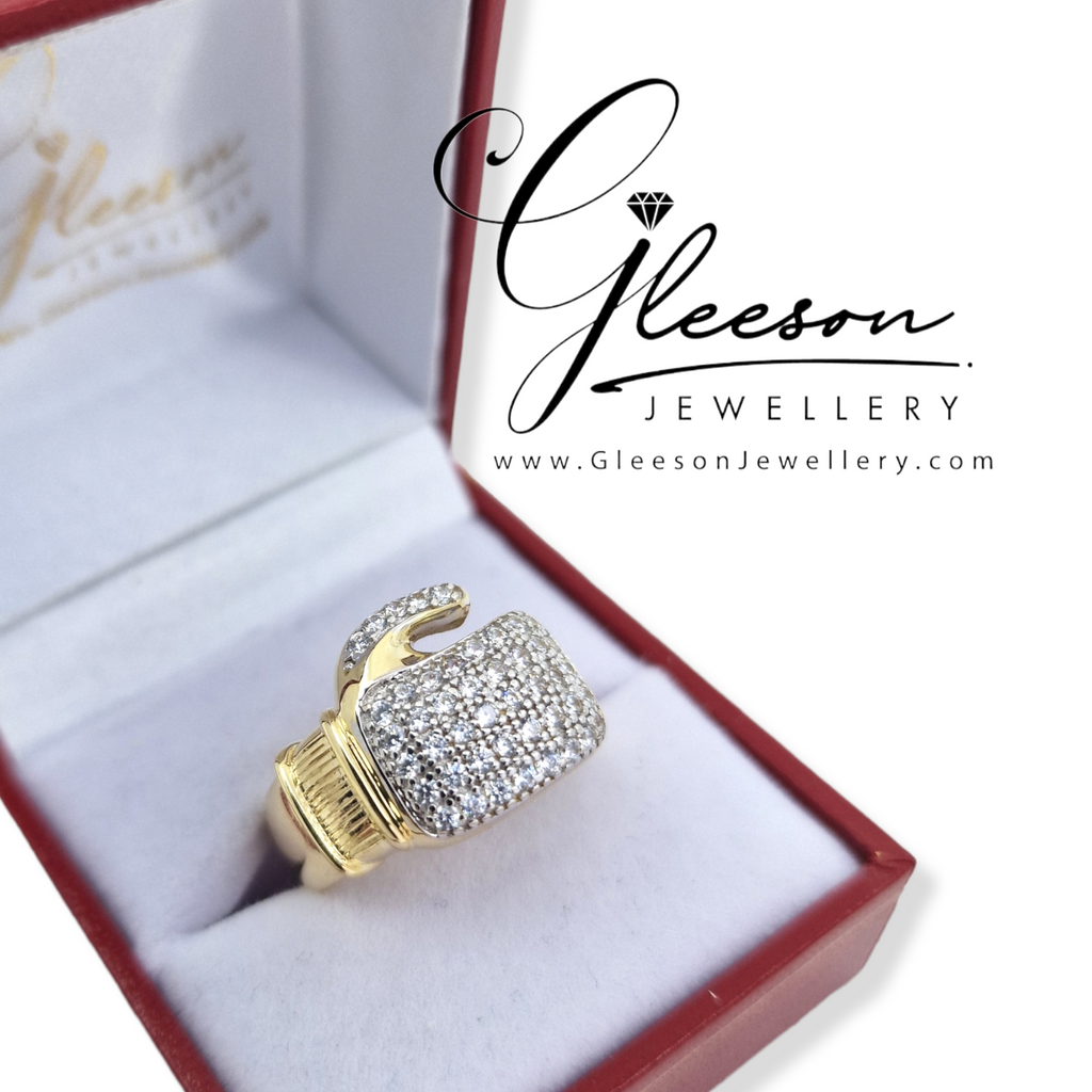 9ct Gold Mens Cubic Zirconia Boxing Glove Ring Gleeson Jewellers, Daniel Gleeson Jewellers, Gleesons Jewellers