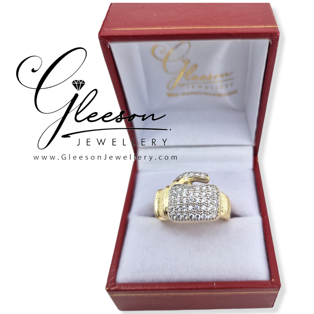 9ct Gold Mens Cubic Zirconia Boxing Glove Ring Gleeson Jewellers, Daniel Gleeson Jewellers, Gleesons Jewellers