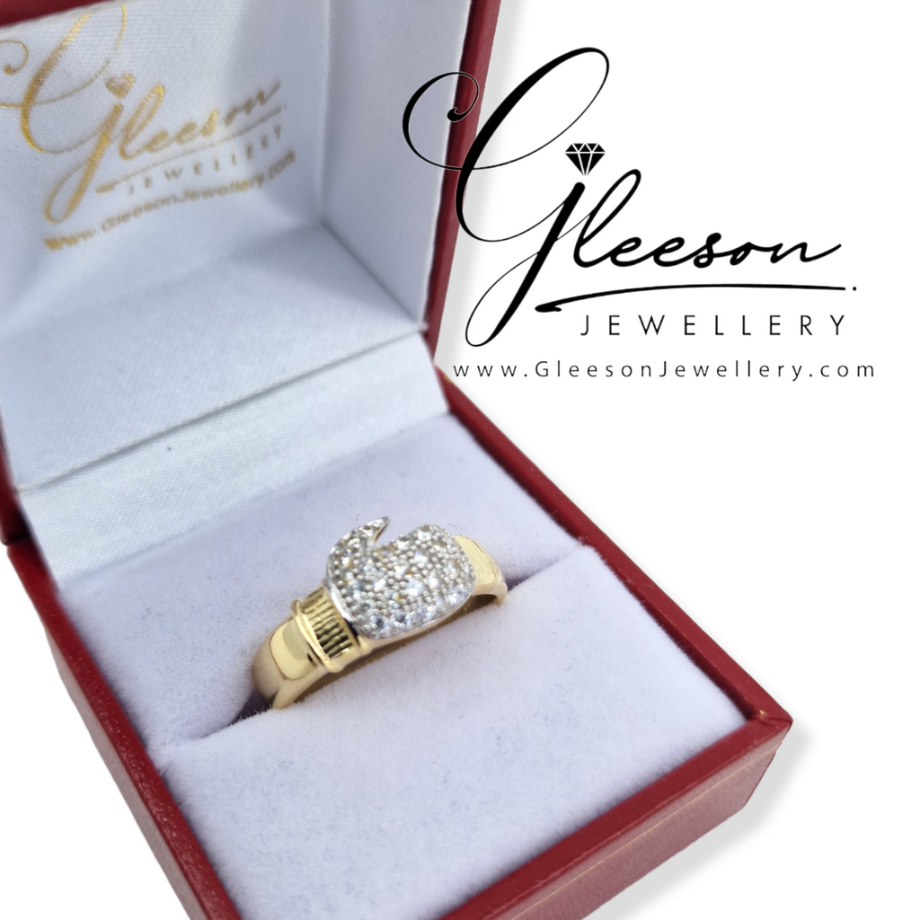 9ct Gold Kids / Teenager / Mens Cubic Zirconia Boxing Glove Ring Gleeson Jewellers, Daniel Gleeson Jewellery, Daniel Gleesons Jewellers Cork