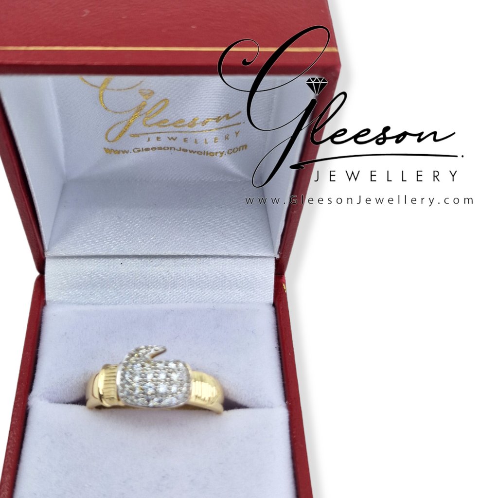 9ct Gold Kids / Teenager / Mens Cubic Zirconia Boxing Glove Ring Gleeson Jewellers, Daniel Gleeson Jewellery, Daniel Gleesons Jewellers Cork