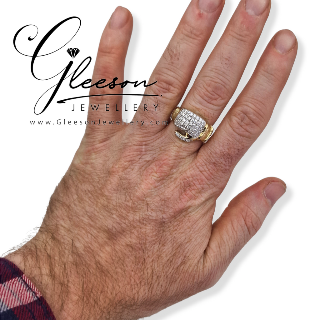 9ct Gold Mens Cubic Zirconia Boxing Glove Ring Gleeson Jewellers, Daniel Gleeson Jewellers, Gleesons Jewellers