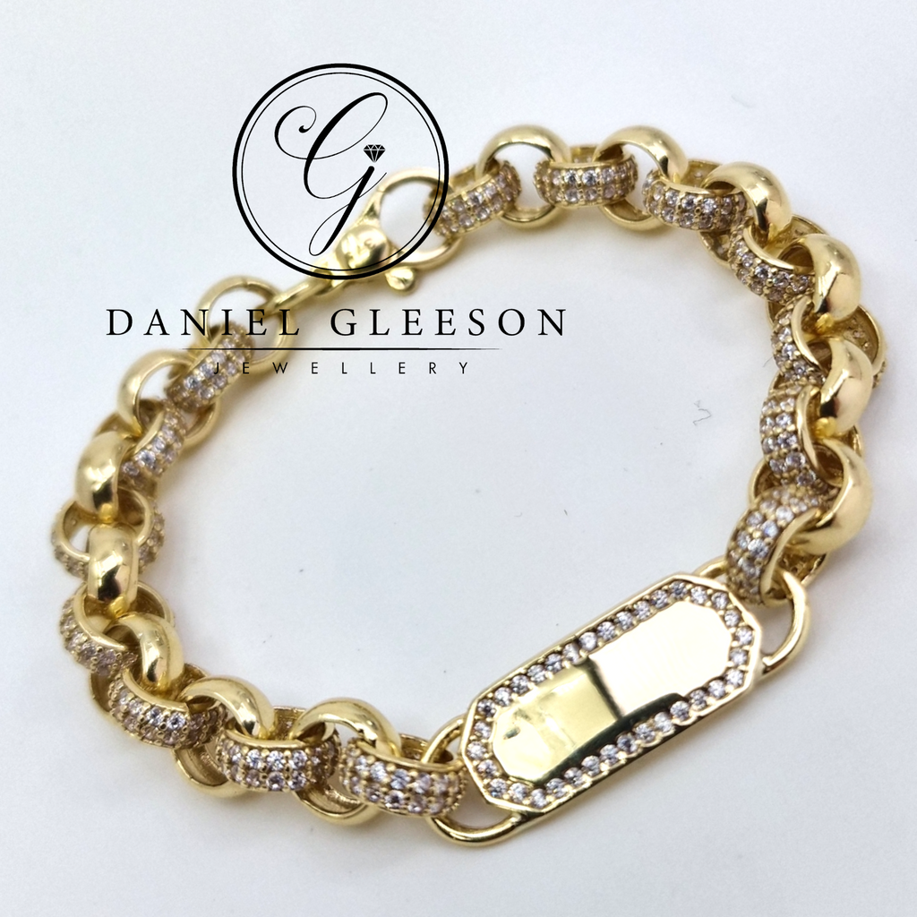 9ct Gold CZ Heavy Link Baby ID Bracelet Gleeson Jewellers, Daniel Gleeson Jewellery, Daniel Gleesons Jewellers Cork