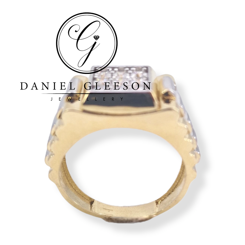 9ct Gold Mens CZ presidential Style Square 9 Stone Ring Gleeson Jewellers, Daniel Gleeson Jewellers, Gleesons Jewellers