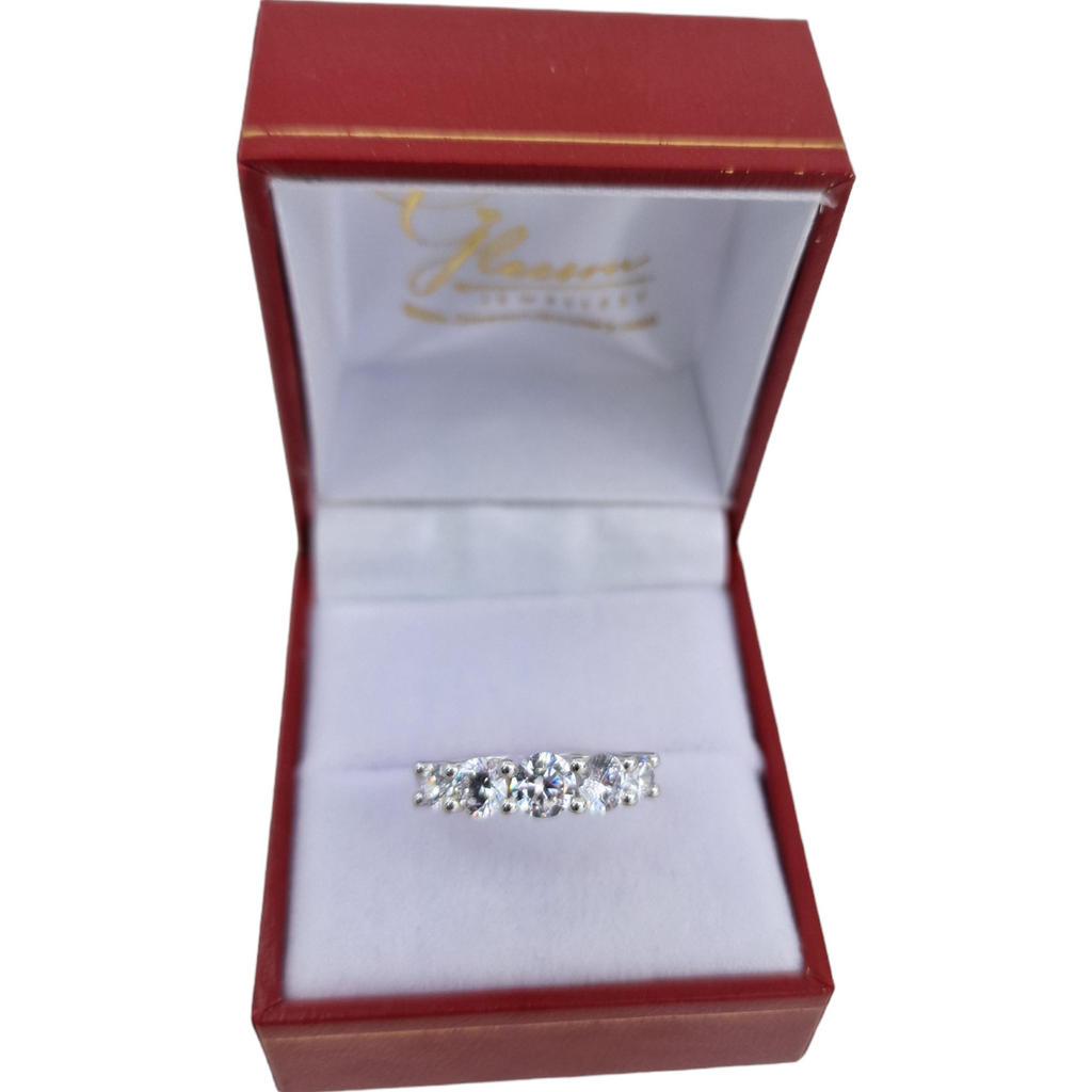 9ct White Gold Ladies Cubic Zirconia Five Stone Eternity Dress Ring Gleeson Jewellers, Daniel Gleeson Jewellers, Gleesons Jewellers