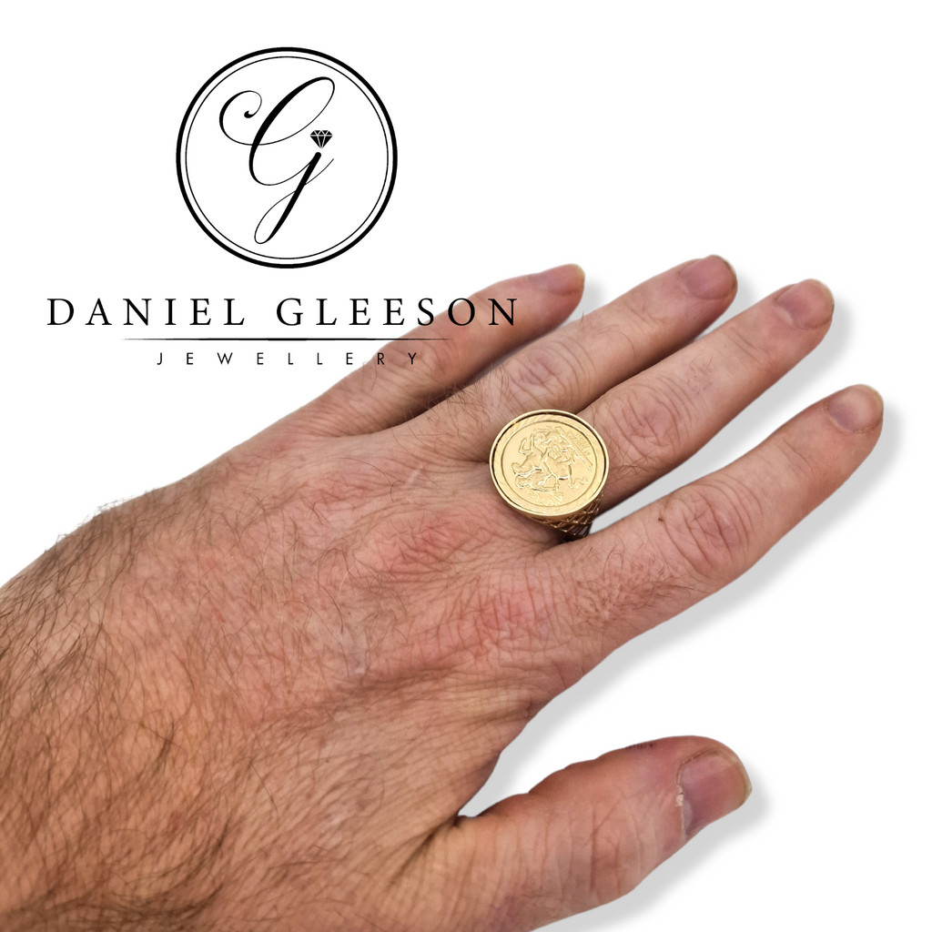 9ct Gold Half Sovereign Ring Gleeson Jewellers, Daniel Gleeson Jewellery, Daniel Gleesons Jewellers Cork