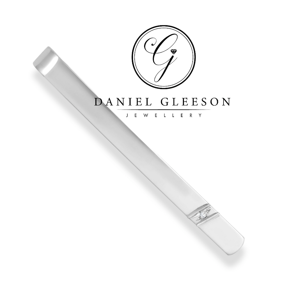 Sterling Silver Diamond Set Tie Bar/Slide Gleeson Jewellers, Daniel Gleeson Jewellerr, Daniel Gleesons Jewellery