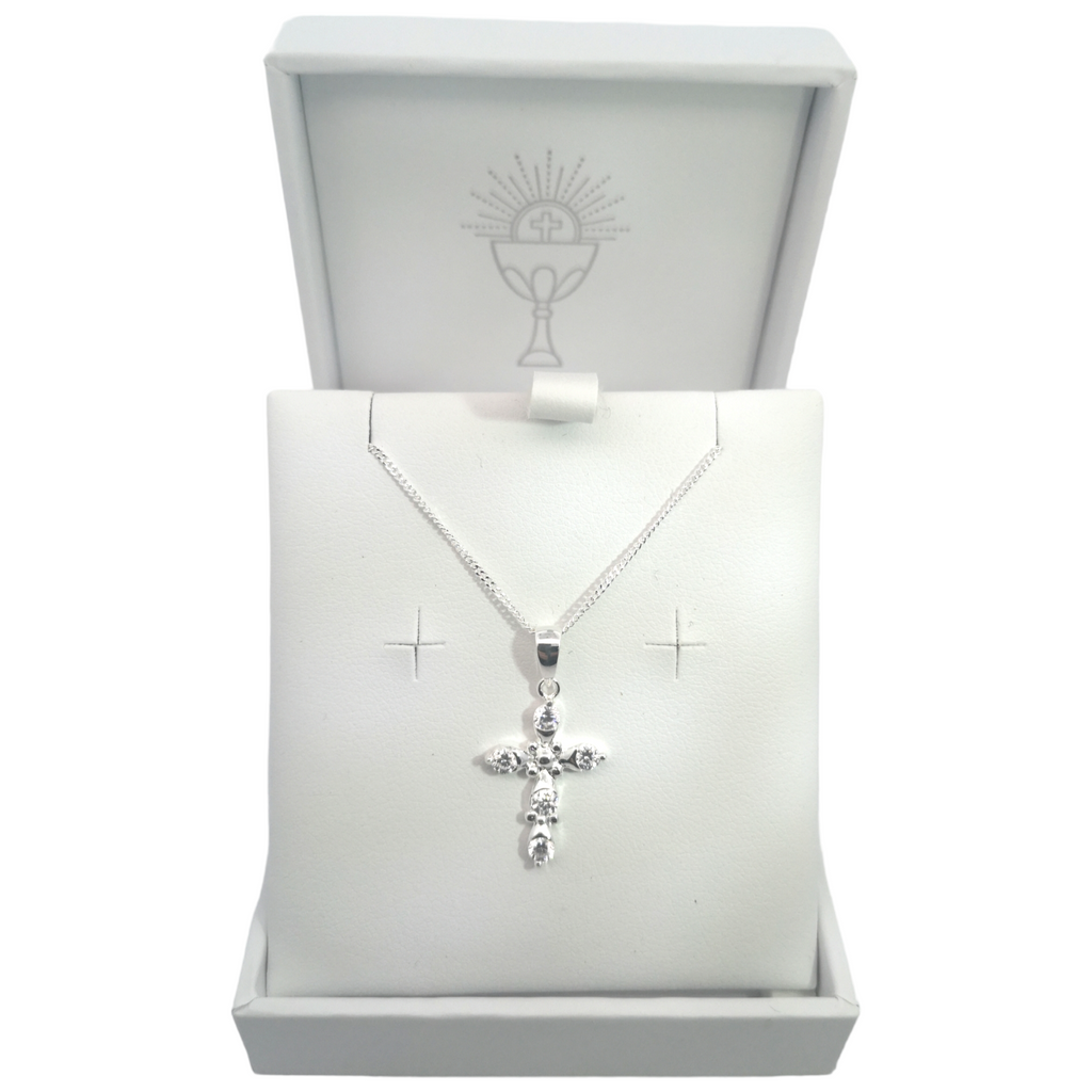 Sterling Silver CZ Cross & Chain Gleeson Jewellers, Daniel Gleeson Jewellerr, Daniel Gleesons Jewellery