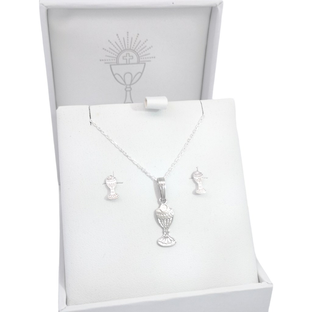 Sterling Silver Chalice Pendant Chain & Earrings Set Gleeson Jewellers, Daniel Gleeson Jewellerr, Daniel Gleesons Jewellery