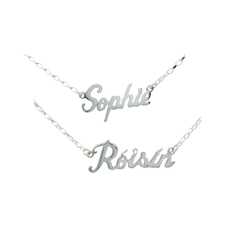 Sterling Silver Name Necklace - Standard Script Size (12mm Capital Letters) - Made to Order - Order before Dec 2nd for Christmas delivery Gleeson Jewellery, Daniel Gleeson Jewellers Cork, Gleesons Jewellers