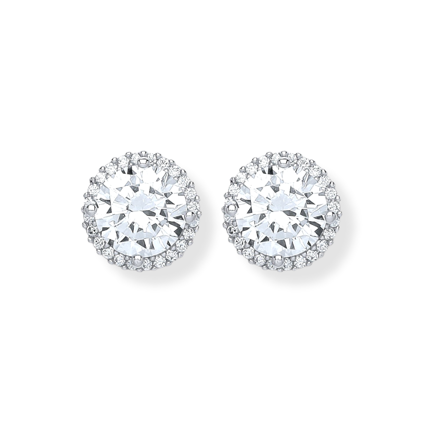 Sterling Silver Cubic Zirconia Halo Stud Earrings Daniel Gleeson Jewellers, Gleeson Jewellers, Gleesons Jewellers, Gleeson Jewellery