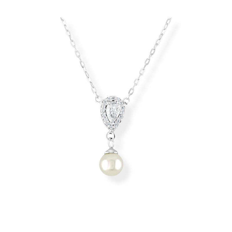 Sterling Silver Cubic Zirconia Pearl Pendant and Chain Gleeson Jewellers, Daniel Gleeson Jewellery, Gleesons Jewellers