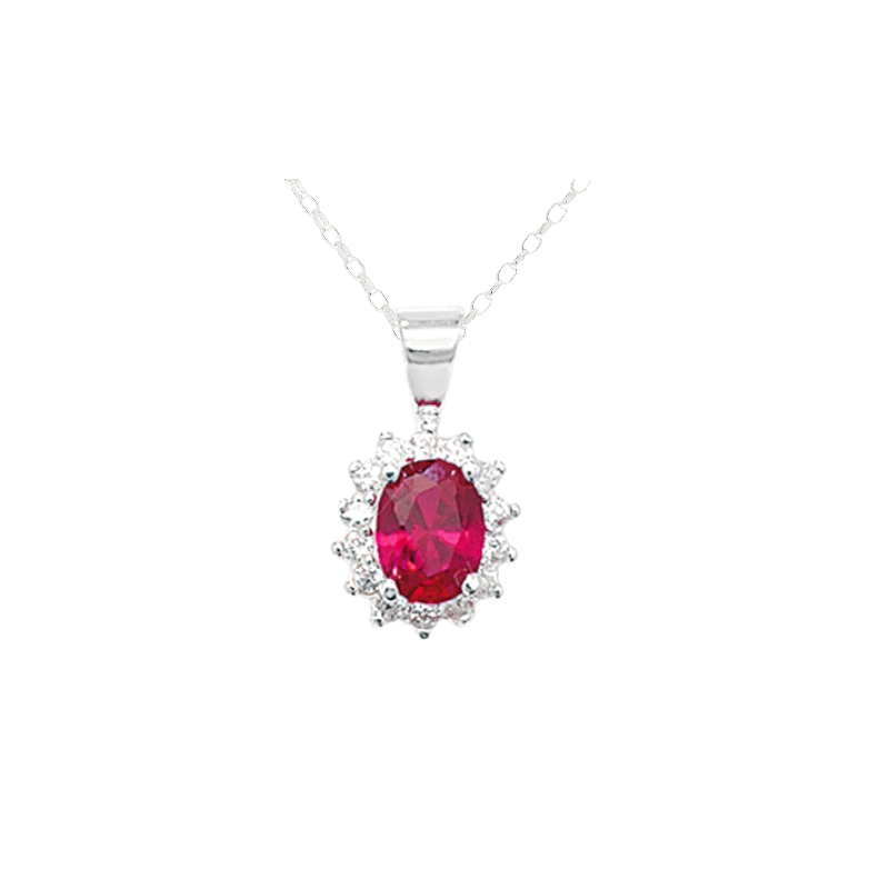 Sterling Silver Cubic Zirconia Ruby Pendant and Chain Daniel Gleeson Jewellers, Gleeson Jewellers, Gleesons Jewellers, Gleeson Jewellery