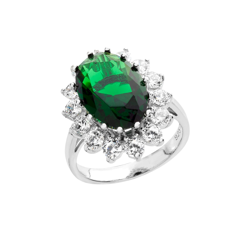 Sterling Silver Emerald Cubic Zirconia Ring Gleeson Jewellery, Daniel Gleeson Jewellers Cork, Gleesons Jewellers