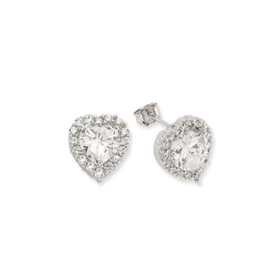 Sterling Silver Cubic Zirconia Heart Stud Earrings Gleeson Jewellers, Daniel Gleeson Jewellery, Gleesons Jewellers