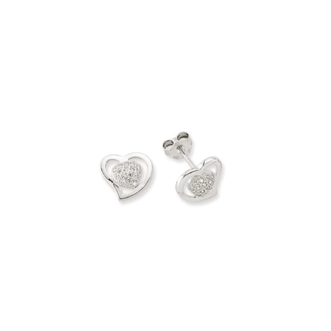 Sterling Silver Cubic Zirconia Open Heart Stud Earrings Gleeson Jewellers, Daniel Gleeson Jewellery, Gleesons Jewellers