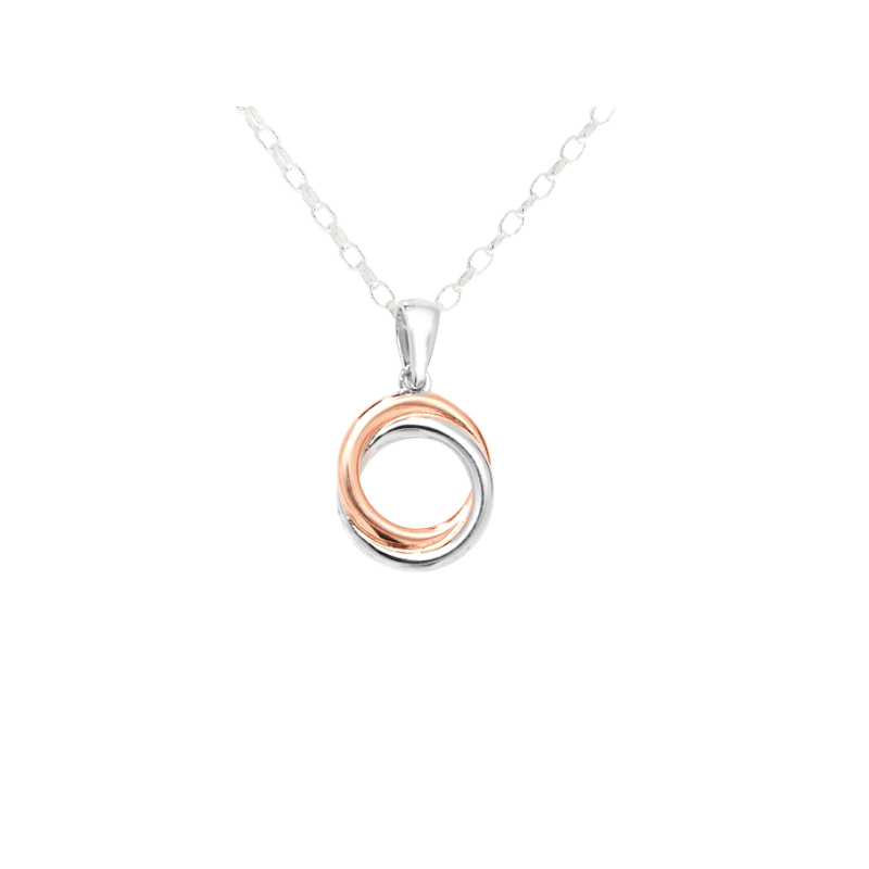 Sterling Silver Two Tone Silver and Rose Circle Pendant and Chain Gleeson Jewellery, Daniel Gleeson Jewellers Cork, Gleesons Jewellers