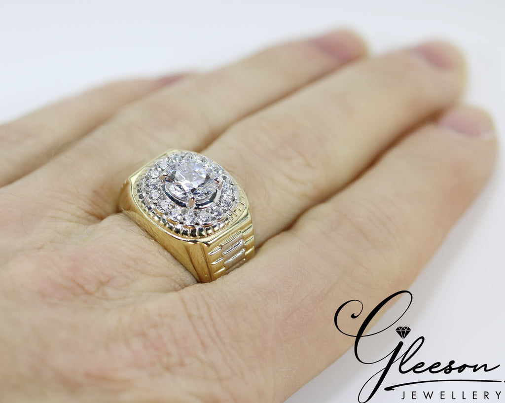 9ct Gold Mens Cubic Zirconia Ring Daniel Gleeson Jewellers, Gleeson Jeweller, Daniel Gleeson Jewellery, Gleesons Jewellers