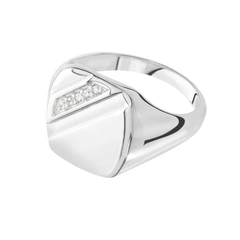 Sterling Silver Cubic Zirconia Gents Signet Ring Gleeson Jewellers, Daniel Gleeson Jewellery, Gleesons Jewellers