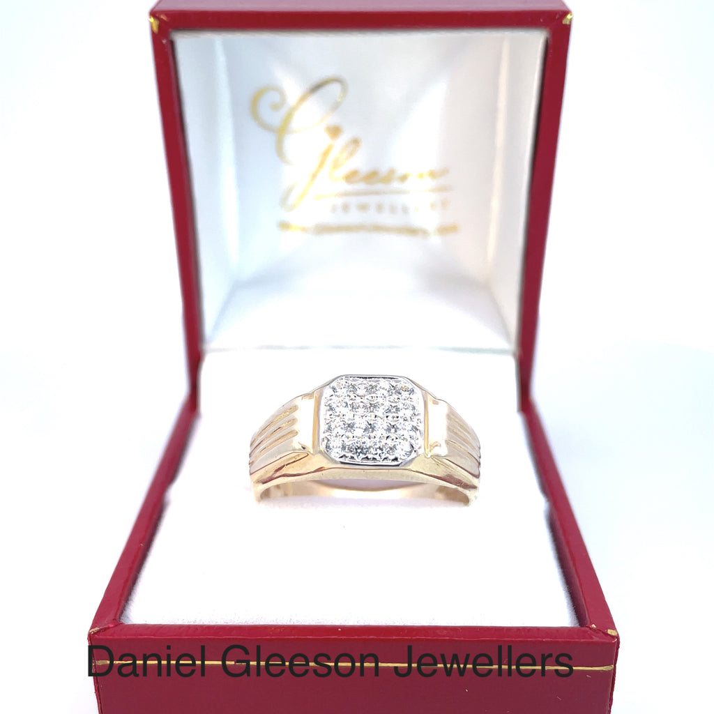 9ct Gold Mens Cubic Zirconia Ring Daniel Gleeson Jewellers, Gleeson Jeweller, Daniel Gleeson Jewellery, Gleesons Jewellers