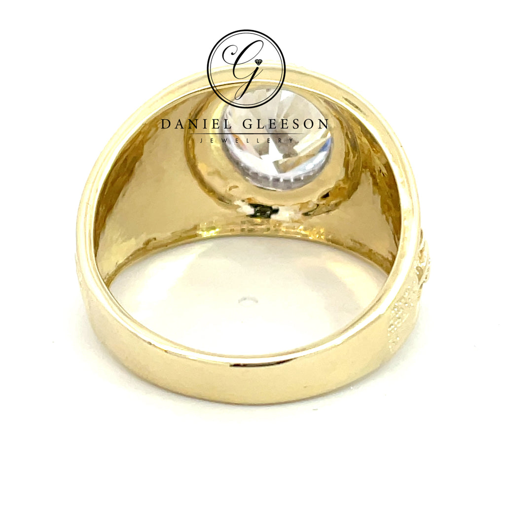 Picture from the back of a 9ct gold white stone college ring, from Daniel Gleeson Jewellers, Cork