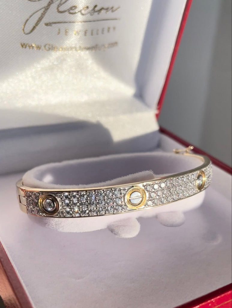 9ct Gold Solid Ladies CZ Bangle Gleeson Jewellers, Daniel Gleeson Jewellers, Gleesons Jewellers