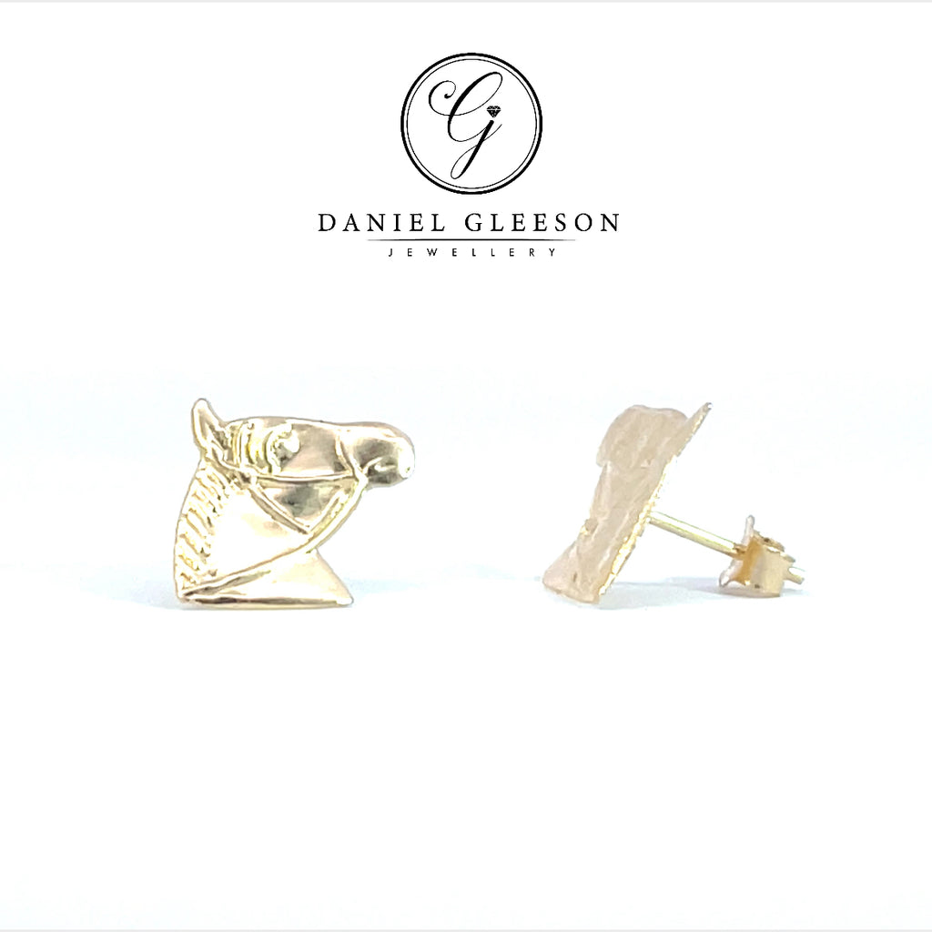 9ct Gold Horse Stud Earrings Gleeson Jewellers, Daniel Gleeson Jewellery, Daniel Gleesons Jewellers Cork