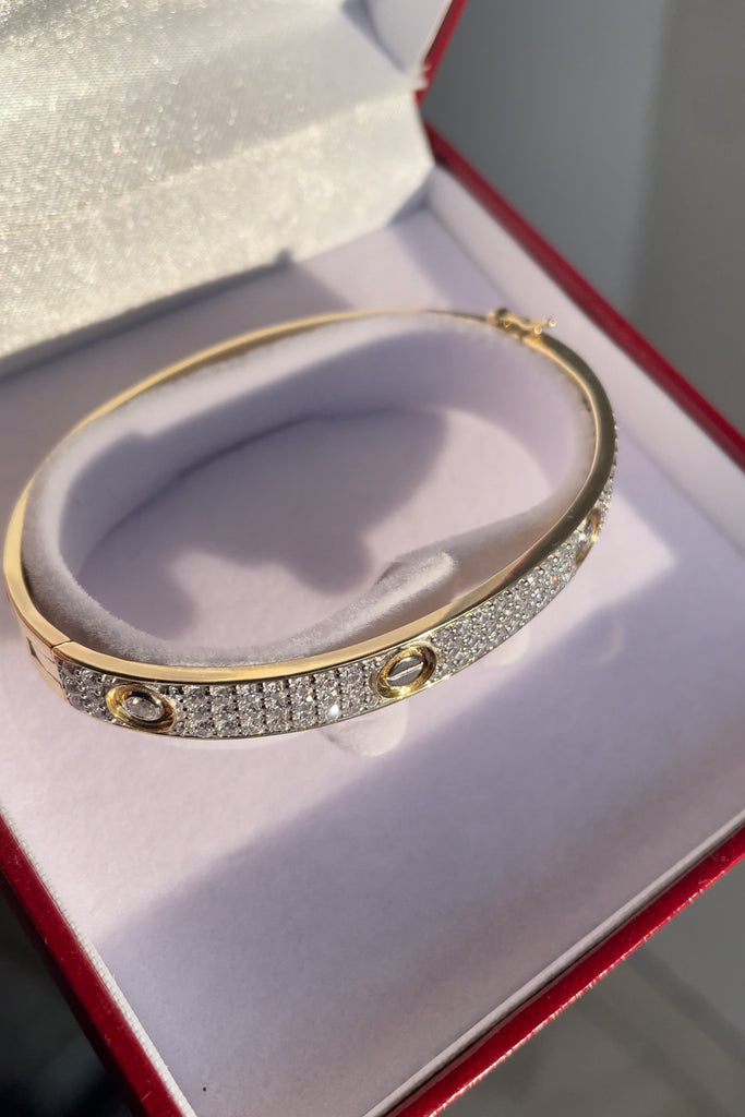 9ct Gold Solid Ladies CZ Bangle Gleeson Jewellers, Daniel Gleeson Jewellers, Gleesons Jewellers