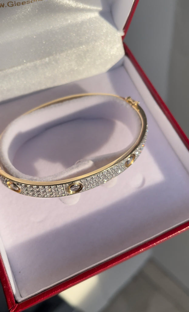 9ct Gold Solid Ladies CZ Bangle Gleeson Jewellers, Daniel Gleeson Jewellers, Gleesons Jewellers