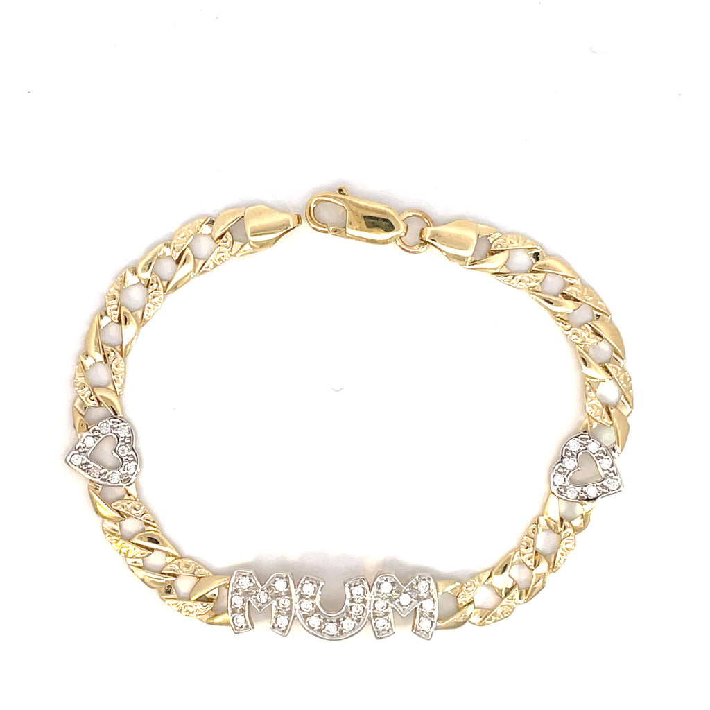 9ct Gold Cubic Zirconia Ladies Mum Bracelet Gleeson Jewellery, Daniel Gleeson Jewellers