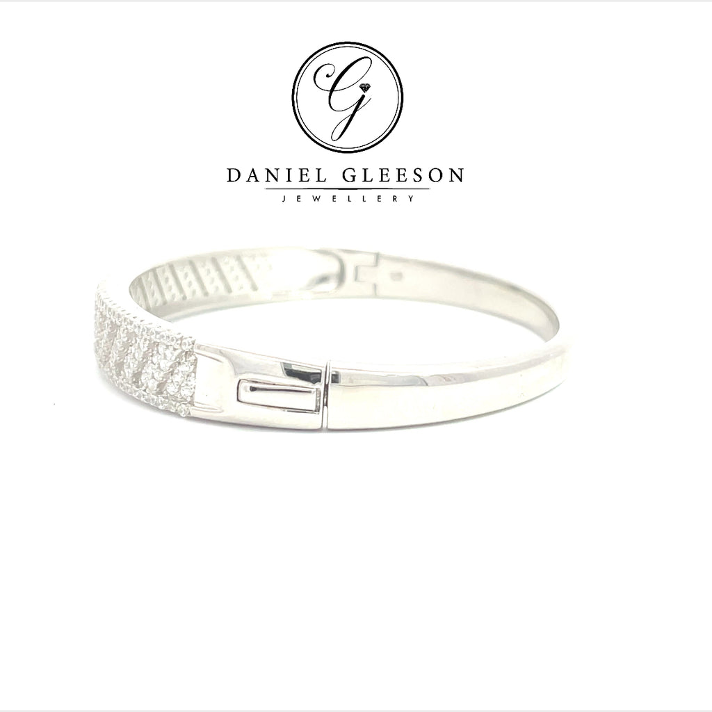 Sterling Silver Solid Ladies CZ Bangle Gleeson Jewellery, gleeson Jewellers, Daniel Gleesons Jewellers