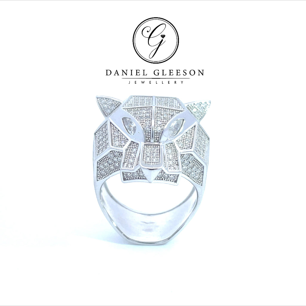 Sterling Silver Mens Large CZ Panther Ring Gleeson Jewellery, gleeson Jewellers, Daniel Gleesons Jewellers