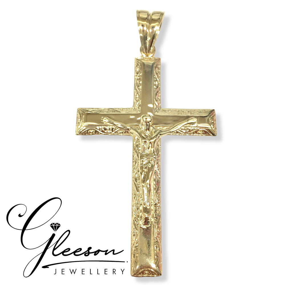 9ct Gold Large Solid Crucifix Cross Daniel Gleeson Jewellers, Gleeson Jewellers, Gleesons Jewellers