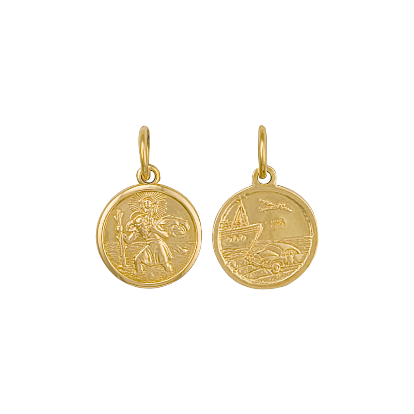9ct Gold Solid Round Staint Christopher Medal gleeson jewellery